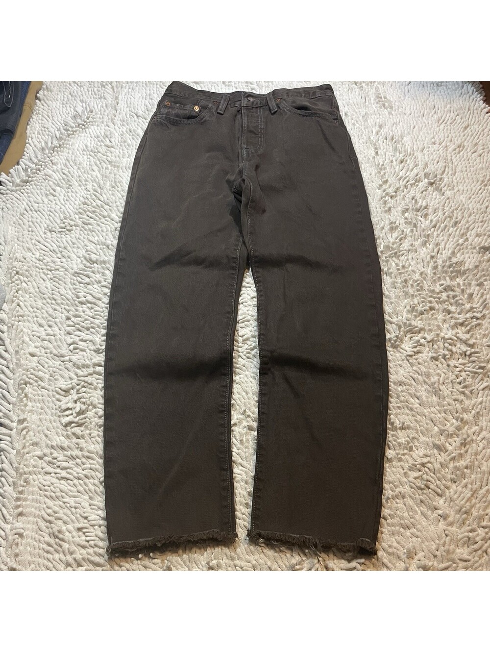 Levi’s 501 Jeans Womens 28x26 Brown Denim Raw Hem High Rise Button Fly